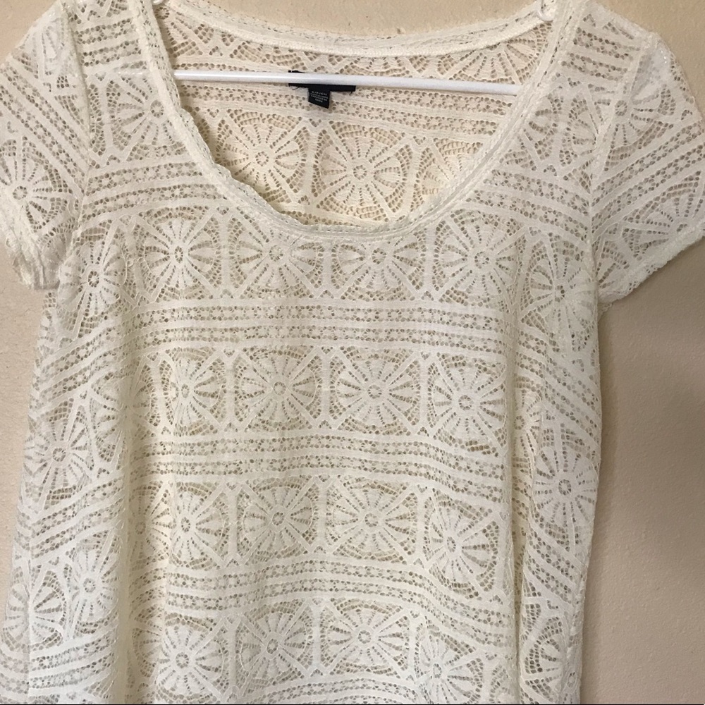 American Eagle Short Sleeve Lace Top - Picture 1 of 6